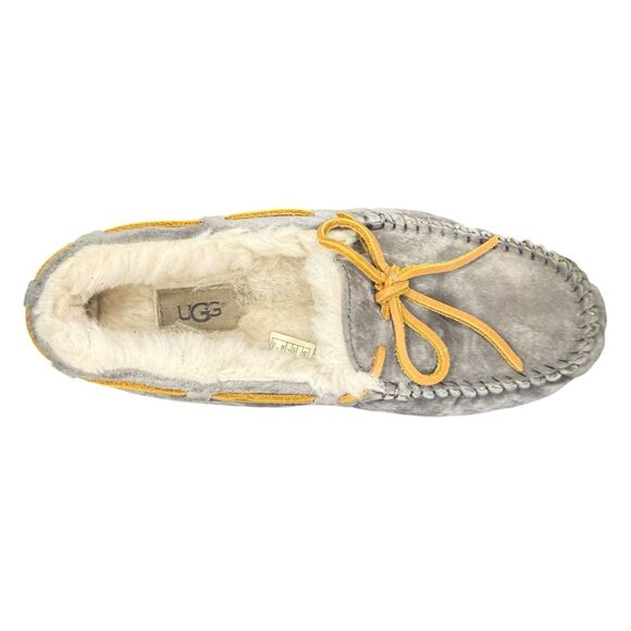 UGG Dakota Women’s 7 Shearling Fur Moccasin Slippers Pewter Suede Fully Lined - Picture 7 of 10